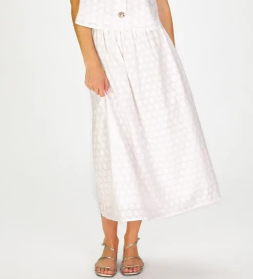 Shelley Skirt in White Embroidered Floral
